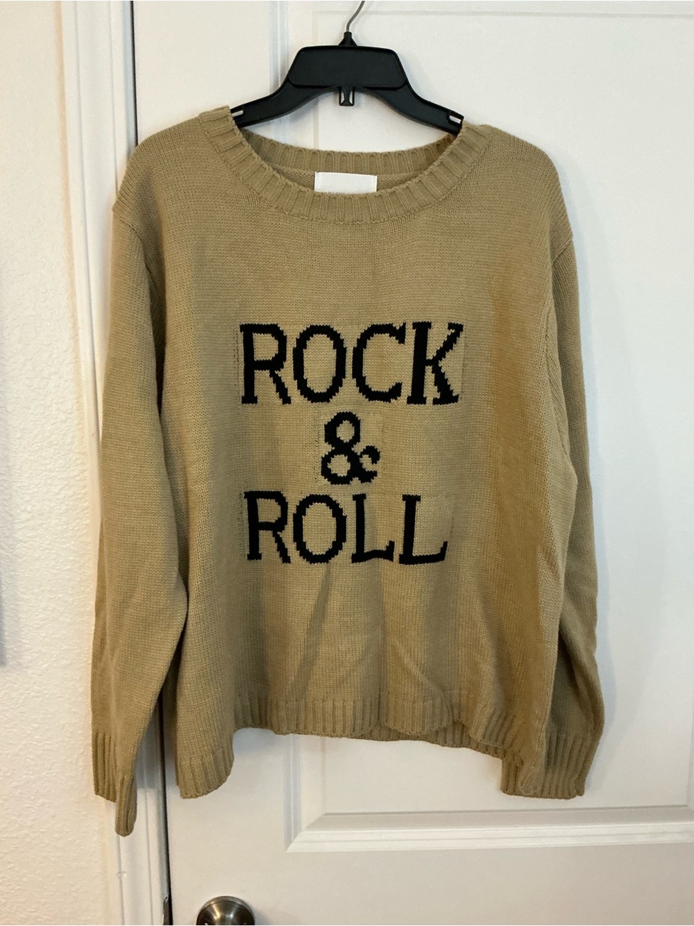 Panache Apparel Co. Rock & Roll Knit Crewneck Sweater - Tan / Black Size XL